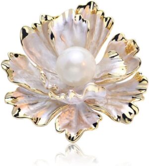 51QucRrJb9L._AC_SL1011.jpg Peony Flower Brooch Vintage Pearl Brooch Lady Oil Drip Alloy Corsage Elegant Bezel Flower Pearl Brooch Banquet Wedding Exquisite Jewelry Gift Suitable for Female Friends