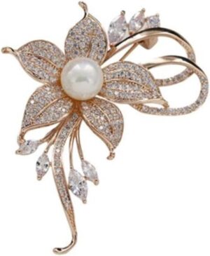 51Vo6bC_iqL._AC_SL1111.jpg Rhinestone Pearl Flower Brooch Femininity Brooch Art Brooch Flower Brooch Pin Sweater Accessories for Women, Girls, Ladies