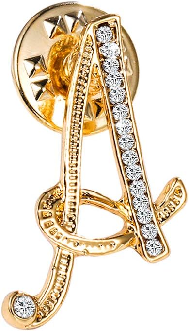 Initial Letter Brooch Pin Small Lapel Pin Tie Tack Name Personalized Gifts for Women Men Gold A-Z
