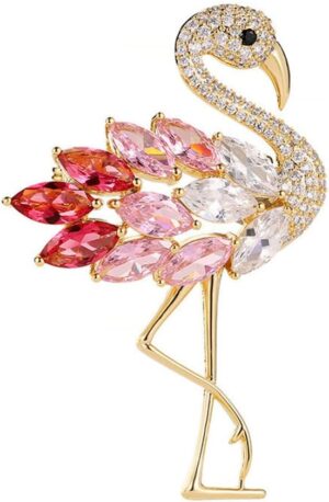 Flamingos Wild Animal Brooch Lapel Pin Women's Rhinestone Crystal Graceful Enamel Bird Brooch Brooch Pin for Women Girls Fashion Dress Hat Bag Suit Tie Wedding Accessories Jewelry Gift for Women Girls