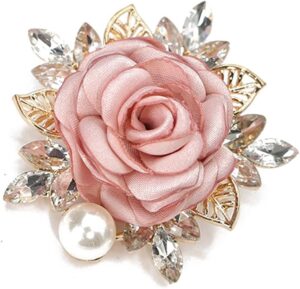Elegant Rose Flower Brooch Pin for Women Men Wedding Party Gentleman's Essentials Handmade Crystal Pearl Fabric Flower Lapel Pin Dress Suit Accessories Boutonniere Ideas Gift Valentine's Day