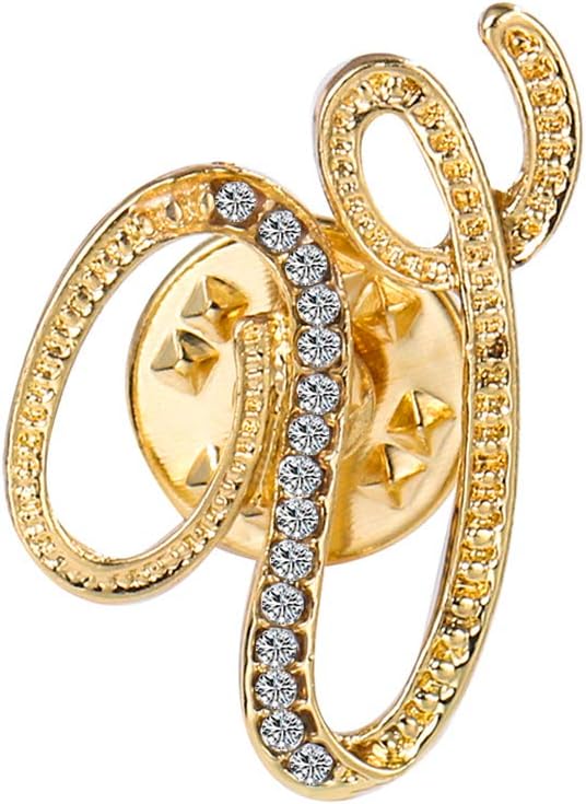 Initial Letter Brooch Pin Small Lapel Pin Tie Tack Name Personalized Gifts for Women Men Gold A-Z