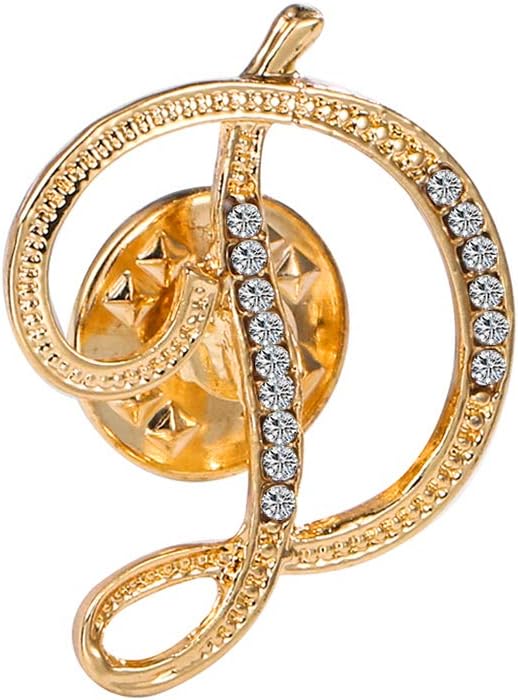Initial Letter Brooch Pin Small Lapel Pin Tie Tack Name Personalized Gifts for Women Men Gold A-Z