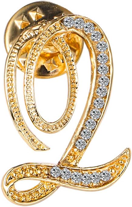 Initial Letter Brooch Pin Small Lapel Pin Tie Tack Name Personalized Gifts for Women Men Gold A-Z