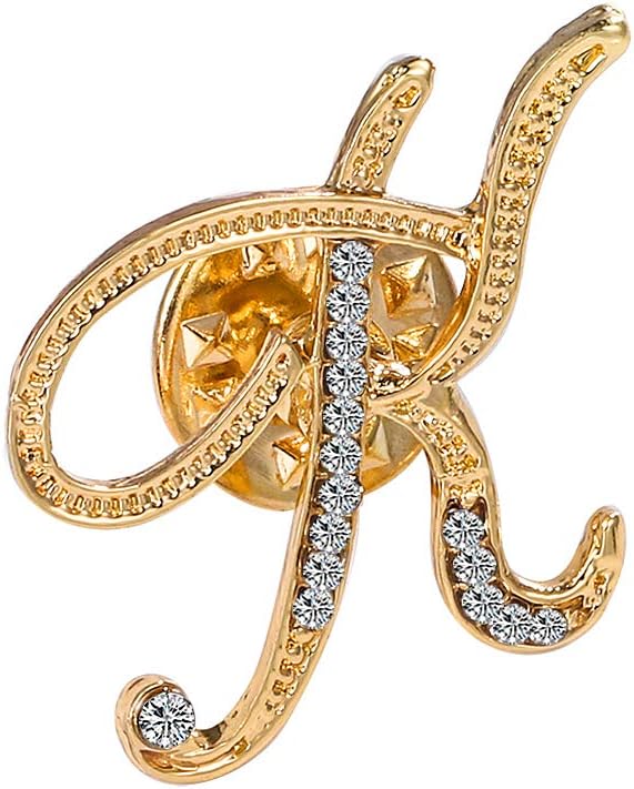 Initial Letter Brooch Pin Small Lapel Pin Tie Tack Name Personalized Gifts for Women Men Gold A-Z