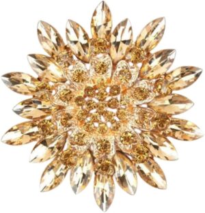 Colorful Rhinestone Crystal Sunflower Brooch Pin for Women Dress Hat Decoration