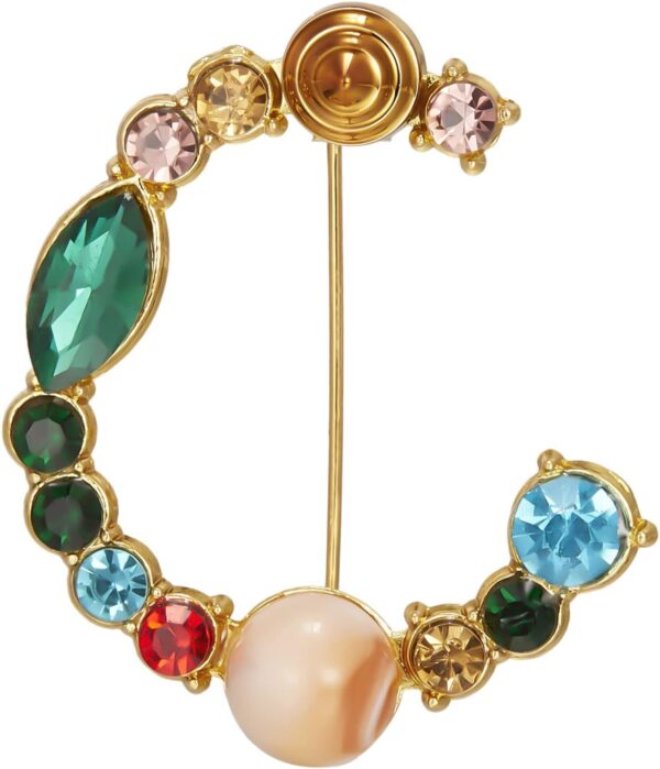 Crystal Pearl Initial Brooch Gold Plated Enamel Colorful Letter Alphabet Breastpin Pin for GIFTS
