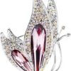 Vintage Rhinestone Crystal Inlaid Butterfly Brooch Women Girls Party Elegant Insect Enamel Pins(Purple)