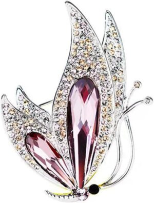 61M3hPypOpL._AC_SL1500.jpg Vintage Rhinestone Crystal Inlaid Butterfly Brooch Women Girls Party Elegant Insect Enamel Pins(Purple)