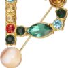 Crystal Pearl Initial Brooch Gold Plated Enamel Colorful Letter Alphabet Breastpin Pin for GIFTS
