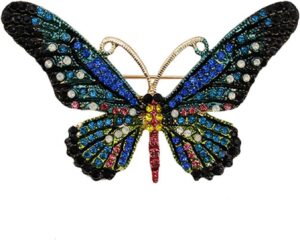 Women Large Colorful Butterfly Shaped Brooch Pin Rhinestone Crystal Butterfly Lapel Pin for Coats Jackets Sweaters Accessories