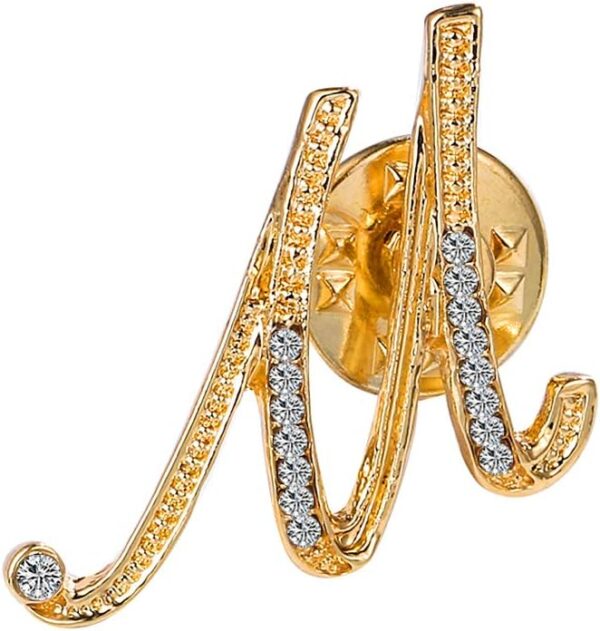 Initial Letter Brooch Pin Small Lapel Pin Tie Tack Name Personalized Gifts for Women Men Gold A-Z