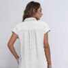 Women White Button Down Shirt Dressy Casual Work Tops Chiffon Blouse Summer Short Sleeve Shirts