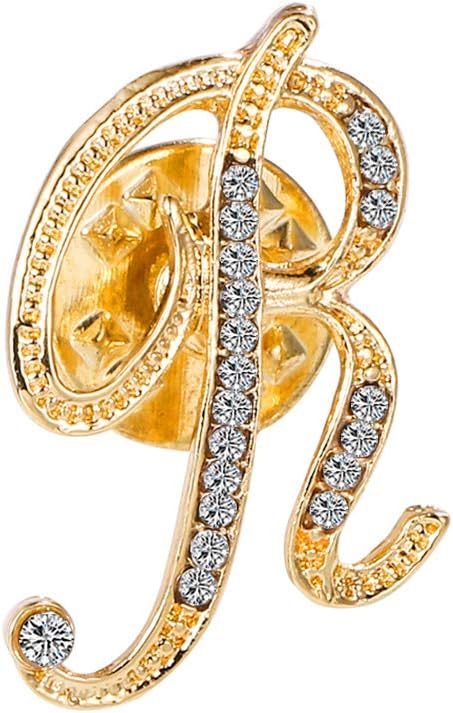 Initial Letter Brooch Pin Small Lapel Pin Tie Tack Name Personalized Gifts for Women Men Gold A-Z