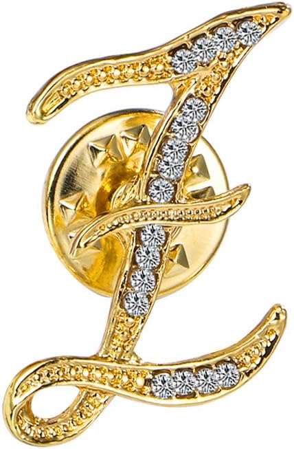 Initial Letter Brooch Pin Small Lapel Pin Tie Tack Name Personalized Gifts for Women Men Gold A-Z