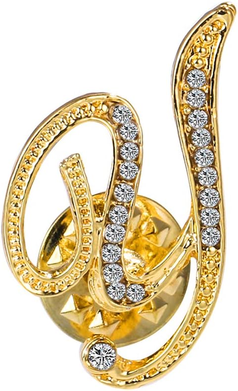 Initial Letter Brooch Pin Small Lapel Pin Tie Tack Name Personalized Gifts for Women Men Gold A-Z