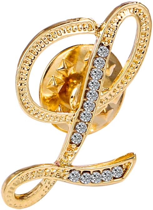 Initial Letter Brooch Pin Small Lapel Pin Tie Tack Name Personalized Gifts for Women Men Gold A-Z