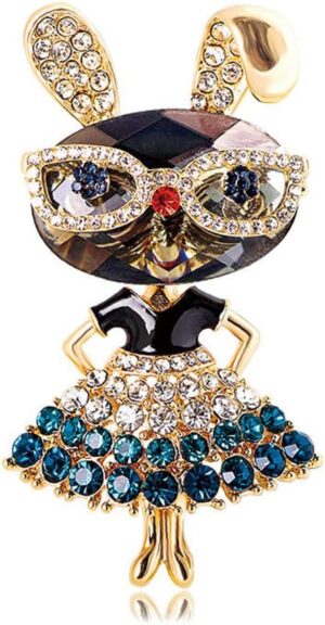 61omyGPmU8L._AC_SL1000.jpg Rhinestone Lady Rabbit Brooch Pin for Women Girls Fashion Crystal Bunny Animal Brooches Lapel Pins Dainty Cute Christmas Graduation Honors Day Easter Jewelry Gift for Daughter Teacher Students