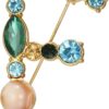 Crystal Pearl Initial Brooch Gold Plated Enamel Colorful Letter Alphabet Breastpin Pin for GIFTS
