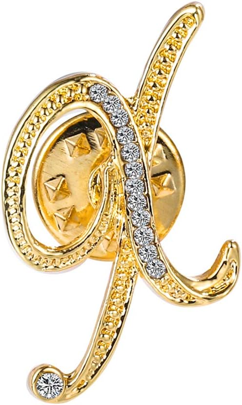 Initial Letter Brooch Pin Small Lapel Pin Tie Tack Name Personalized Gifts for Women Men Gold A-Z