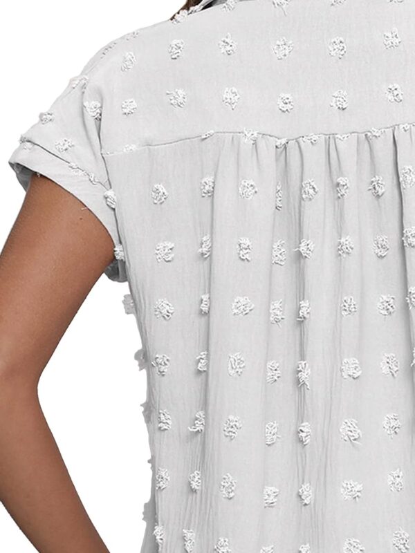 Women White Button Down Shirt Dressy Casual Work Tops Chiffon Blouse Summer Short Sleeve Shirts
