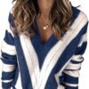 71-SmypEPBS._AC_SL1500.jpg Womens 2024 Deep V Neck Sweaters Striped Long Sleeve Knit Pullover Sweaters for Women