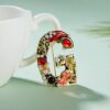 Crystal Pearl Initial Brooch Gold Plated Enamel Colorful Letter Alphabet Breastpin Pin for GIFTS