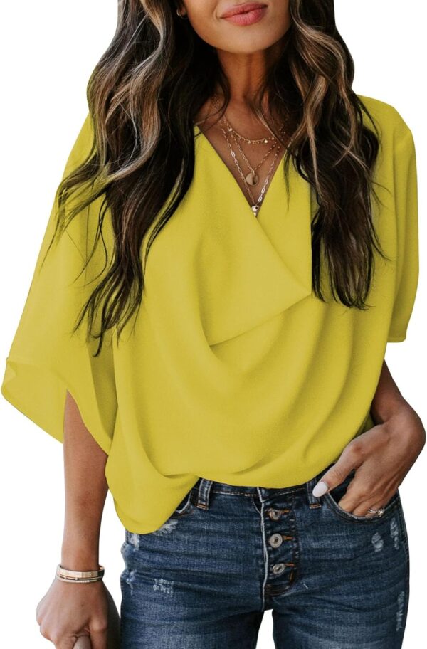 Womens Blouses and Tops Short Sleeve Chiffon Shirts and Tops