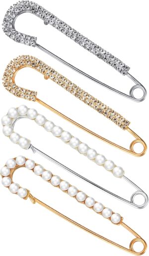 71E_pyC7VJL._AC_SL1500.jpg Women Brooch Pins Sweater Shawl Clips Faux Crystal Pearl Brooches Safety Pins Dress Shirt Clips for Women Gold Silver (4 Pieces)