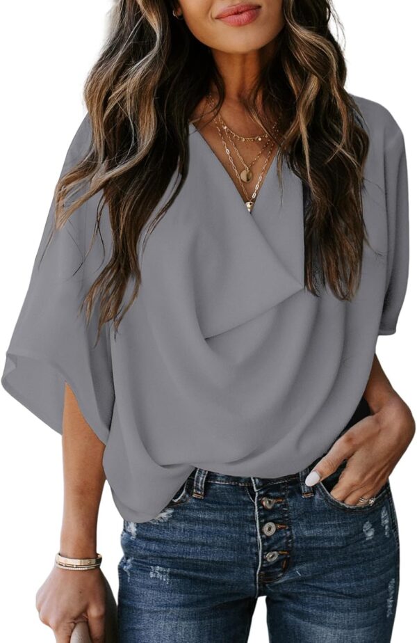 Womens Blouses and Tops Short Sleeve Chiffon Shirts and Tops