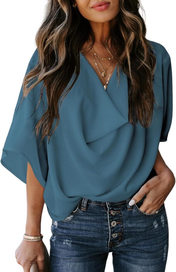 Womens Blouses and Tops Short Sleeve Chiffon Shirts and Tops