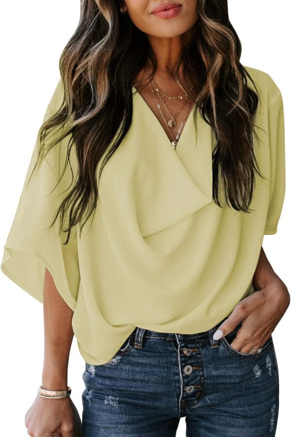 Womens Blouses and Tops Short Sleeve Chiffon Shirts and Tops