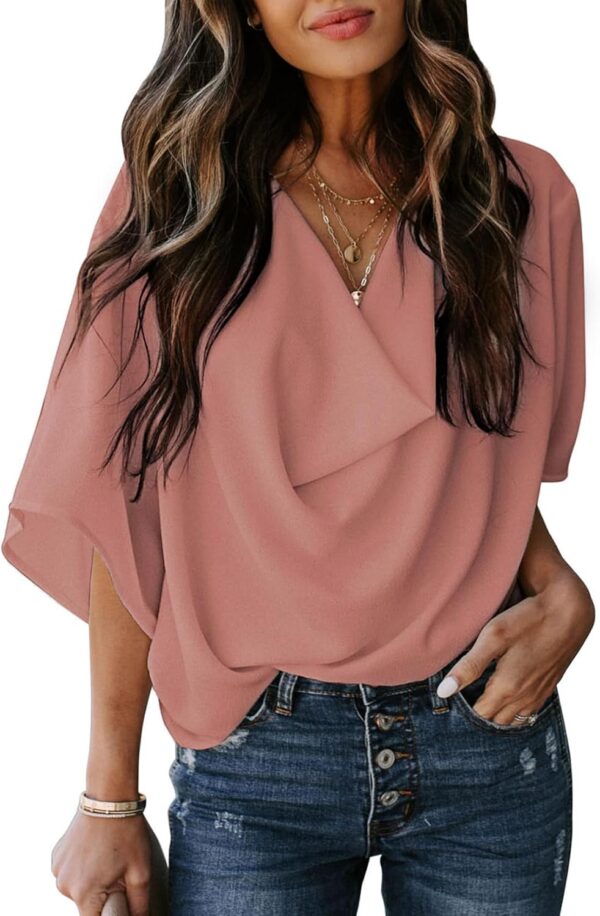 Womens Blouses and Tops Short Sleeve Chiffon Shirts and Tops