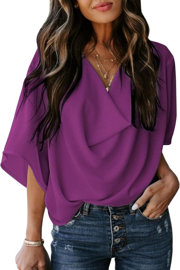 Womens Blouses and Tops Short Sleeve Chiffon Shirts and Tops