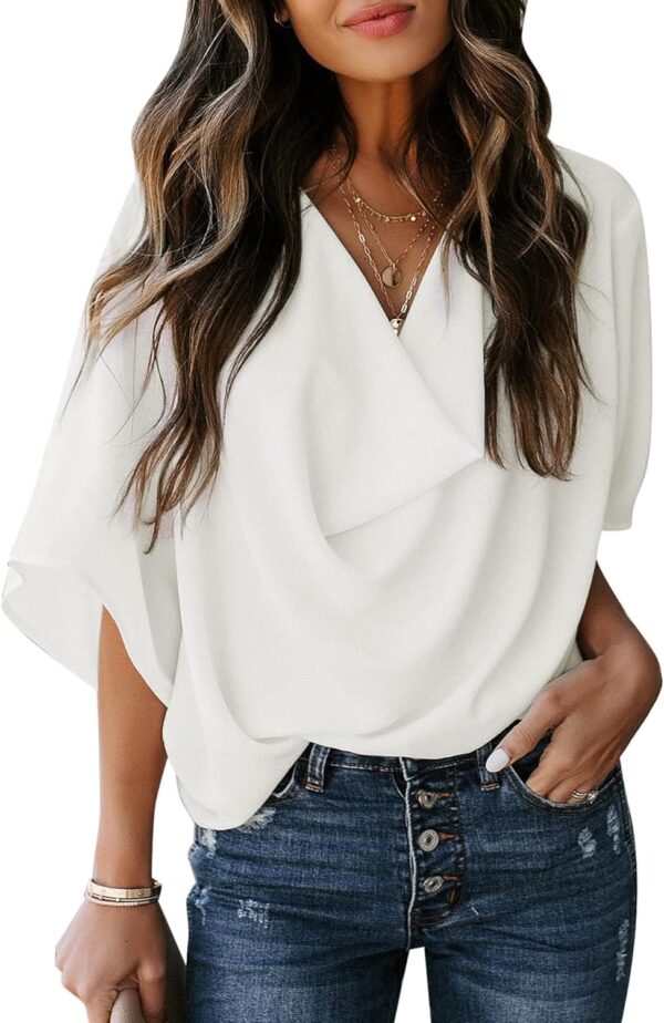 Womens Blouses and Tops Short Sleeve Chiffon Shirts and Tops