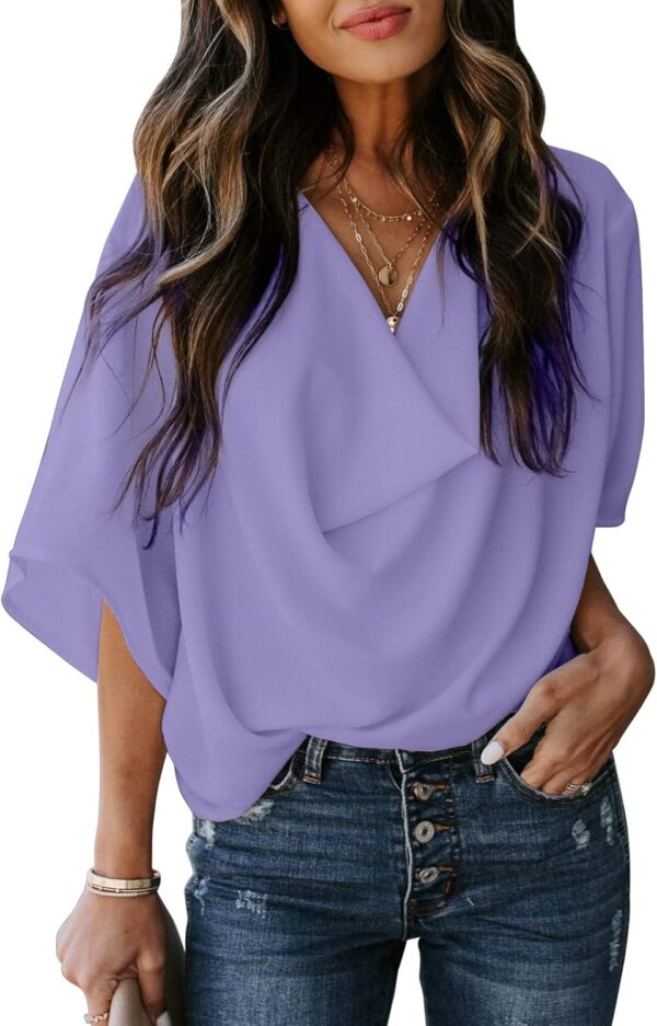 Womens Blouses and Tops Short Sleeve Chiffon Shirts and Tops