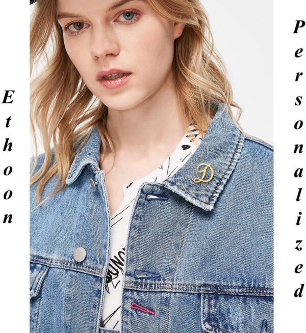 Initial Letter Brooch Pin Small Lapel Pin Tie Tack Name Personalized Gifts for Women Men Gold A-Z