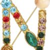 Crystal Pearl Initial Brooch Gold Plated Enamel Colorful Letter Alphabet Breastpin Pin for GIFTS