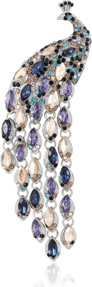 71ktMF7dvnL._AC_SL1500.jpg Rhinestone Peacock Tassel Brooch Pins for Women Fashion