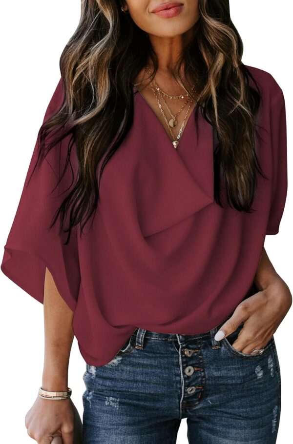 Womens Blouses and Tops Short Sleeve Chiffon Shirts and Tops