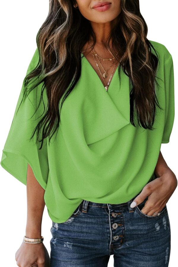 Womens Blouses and Tops Short Sleeve Chiffon Shirts and Tops