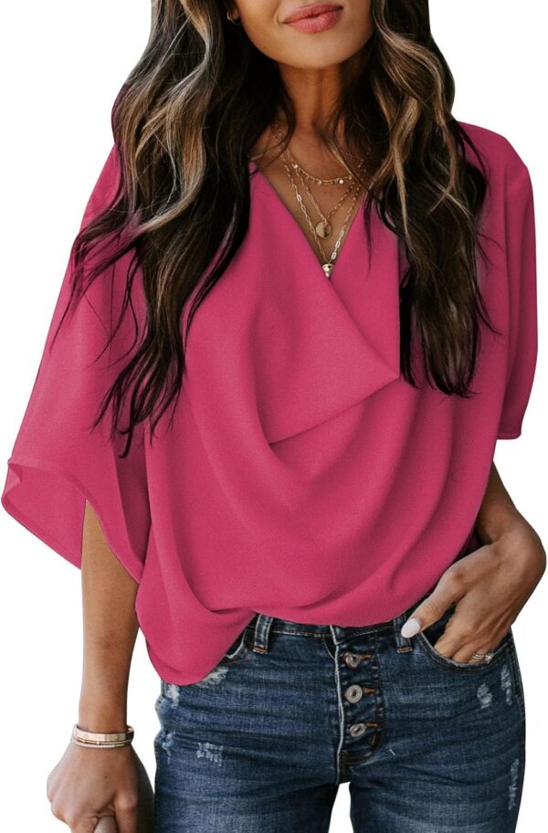 Womens Blouses and Tops Short Sleeve Chiffon Shirts and Tops