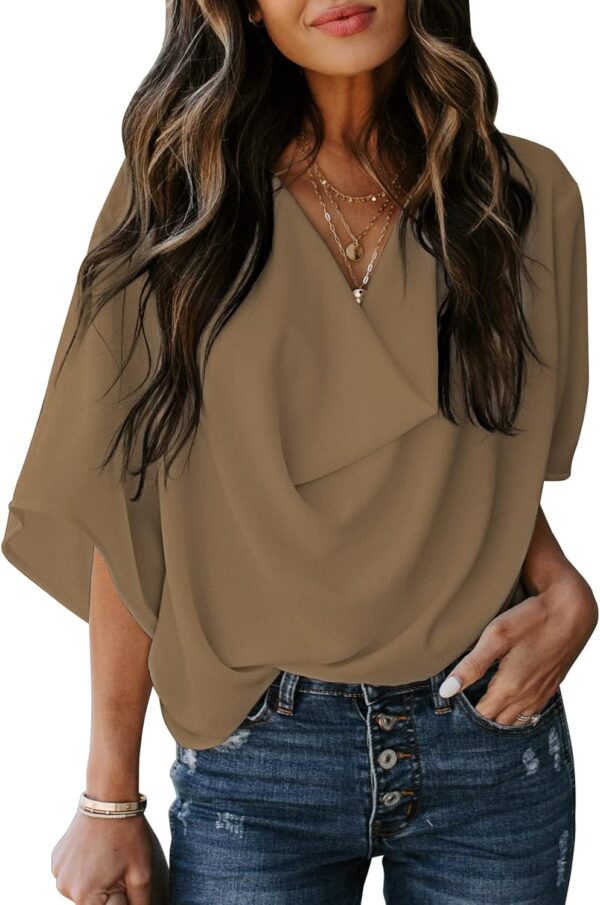 Womens Blouses and Tops Short Sleeve Chiffon Shirts and Tops