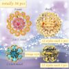 36 Pieces Brooches Jewelry for Women Mixed Color Rhinestone Flower Brooches Bulk Decorative Pins Costume Jewelry Pins Crystal Vintage Lapel Pins Wedding Bouquet Broaches Kit Crafts