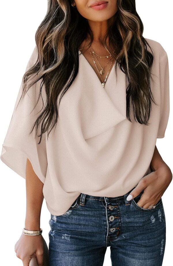 Womens Blouses and Tops Short Sleeve Chiffon Shirts and Tops