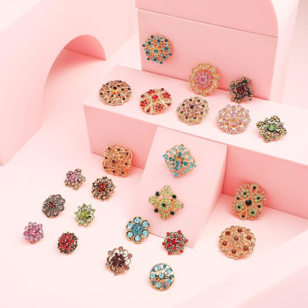 36 Pieces Brooches Jewelry for Women Mixed Color Rhinestone Flower Brooches Bulk Decorative Pins Costume Jewelry Pins Crystal Vintage Lapel Pins Wedding Bouquet Broaches Kit Crafts