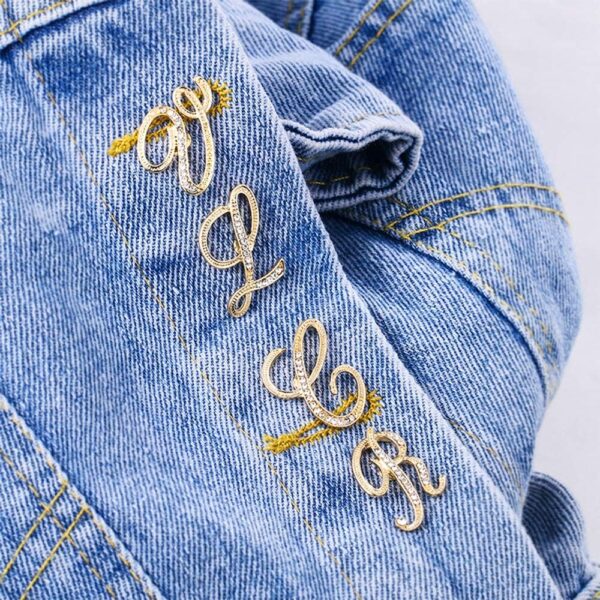 Initial Letter Brooch Pin Small Lapel Pin Tie Tack Name Personalized Gifts for Women Men Gold A-Z